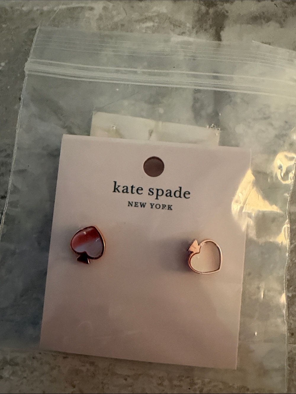 kate spade Kids Pink Heart Outline & Spade Stud Earrings